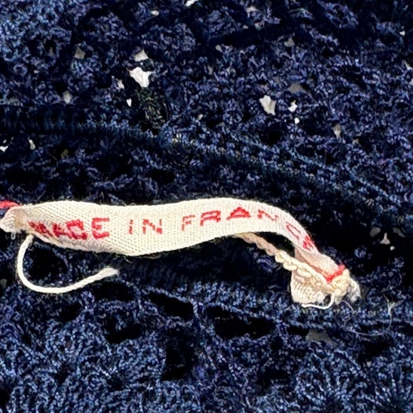 Vintage Ladies Indigo Blue Handmade Crochet Lace Gloves - Picture 6 of 7